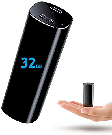 Mini Diktiergerät, 32GB Professionelles Aufnahmegerät mit Stimmenaktivierung, One-Touch Aufnahme/Eingebauter starker Magnet/OTG/MP3 Player/Passwortschutz 3200 mA, Aufnahmegerät 500 Std Betriebszeit