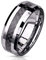 Paula & Fritz® Ring Herren Wolframcarbid Carbonfaser-Inlay Gr. 64 (20,4) Silber/Schwarz 8-mm Breit Herren-Ring Damenring Partnering Verlobungsring