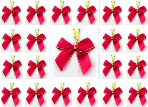 24 fiocchi di raso per albero di Natale 6 cm raso con clip di fissaggio (Fucsia)