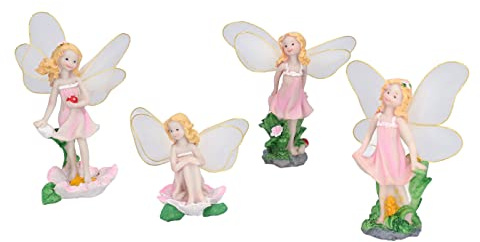 Tomotato 4 Stück Feen Figur Fee Garten Miniatur Elfen Figur Flower Fairies Statue Fairy Figuren Feengarten Dekor Elf Garten Statue DIY Blumentopf Ornamente Puppenhaus
