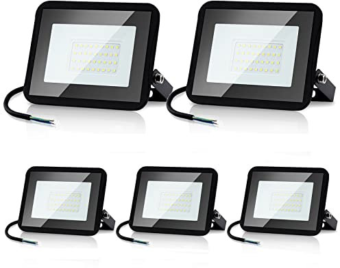 Randaco Foco LED Exterior 50W 4250LM, Luz de Seguridad Impermeable IP66, Luces LED Exterior Blanco Frío 6000K, Ángulo de Haz 120° Proyector LED Exterior para Hotel, Parque, Garaje (5PCS)