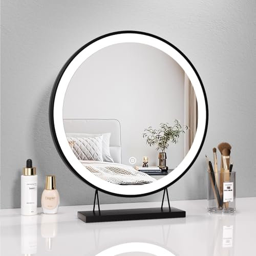 Heilmetz Hollywood Mirror for Dressing Table, Vanity Mirrors with Lights, Makeup Mirror with Lighting with 3 Color Temperature, Round ф40 cm