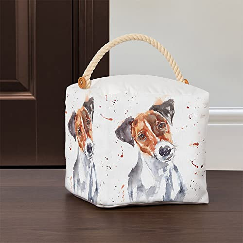 Assorted Doorstop Door Stop Stopper Filled Heavy Doorstop Faux Leather Novelty Wedge (Jack Russell Cube Doorstop)