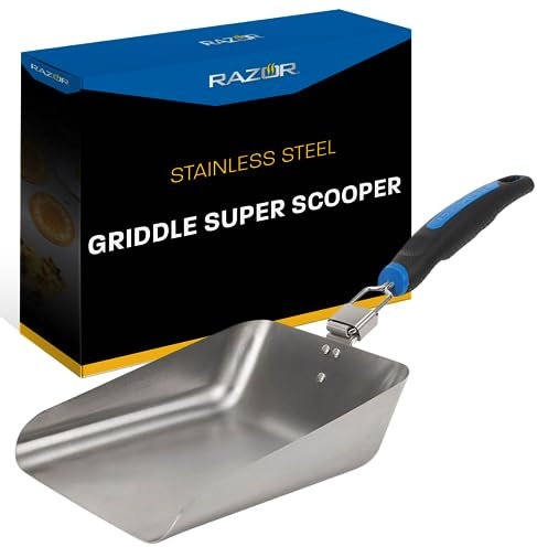 Razor Griddle Food Scooper, Stainless Steel Griddle Food Mover, Multi-Purpose Extra-Large Scooper for Bulk Meals & Vegies, Outdoor Cooking, BBQ, Grilling, Shovel Spatula for Stir Fry & More - 08835RZ