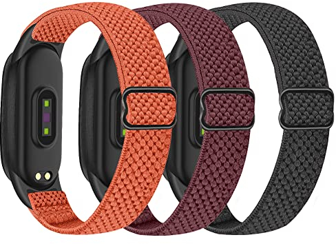 SHIJZWD 3 Pack Elastisch Armband Kompatibel mit Xiaomi Mi Band 7/Mi Band 6/Mi Band 5 Armband, Verstellbares Ersatzarmbänder Sport Loop Nylon Uhrenarmbänder für Xiaomi Mi Band 5/6/7 Damen Herren