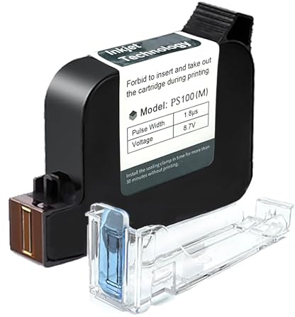 Phezer Original 42ml Black Quick Dry Solvent Ink Cartridge Replacement for 0.5inch/12.7mm Handheld Inkjet Printers P15 / P16 / P18 (Black)