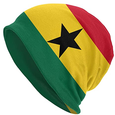 Ghana-Flaggen-Mütze, Totenkopf-Kappe, Strickmütze für Erwachsene, weiche Sturmhaube, Baggy-Mütze, Outdoor, für Herren und Damen
