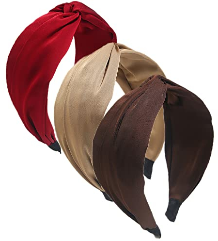 3PCS Stirnbänder für Frauen Haare Boho Wrap Tie Mode Haarbänder Elastische Twist Haartuch Hübsche Fliege Haarbänder Breite Alice Haarbänder für Frauen Uk und Mädchen