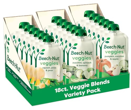 Beech-Nut Baby Food Pouches Variety Pack, Veggie Purees, 3.5 oz (18 Pack)
