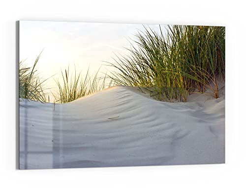 DEQORI Glasbild Echtglas | Motiv Düne mit Dünengras | horizontal einteilig 90x60 cm | schöne Dekoration | Wandbild für Wohnzimmer, Schlafzimmer, Flur & Küche | moderne Wanddeko