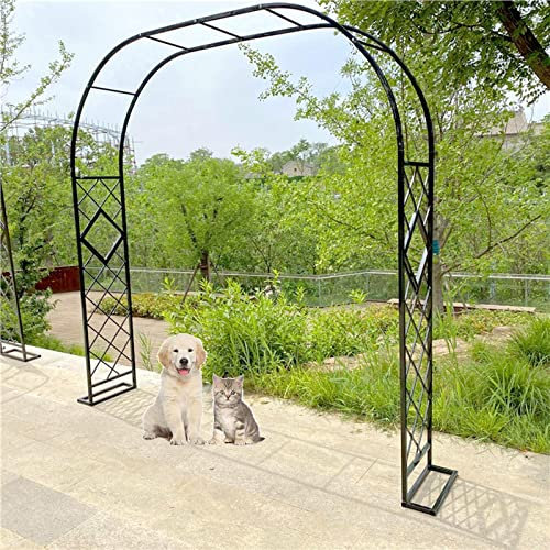 Rosenbogen Verzinkt Gartenbogen für Kletterpflanzen,Hochzeit Bogen Rankgitter Aus Metall Stabil,180x230cm 220x230cm 200x270cm 380x70cm Rankhilfe Bögen mit Basis (Color : Schwarz, Size : 200x230cm/79
