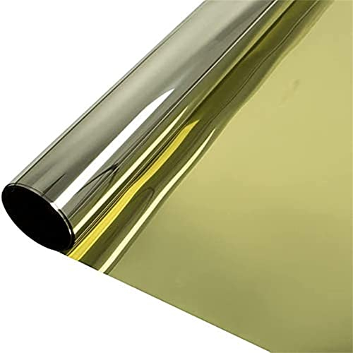 WWYL Verdunkelungsfolie, Fensterfolie Sichtschutz Spiegelfolie Fenster Selbstklebend Sonnenschutz Anti-UV Statische Folie Dunkel Für Schlafzimmer Badezimmer (Gold Und Silber,40x200cm)