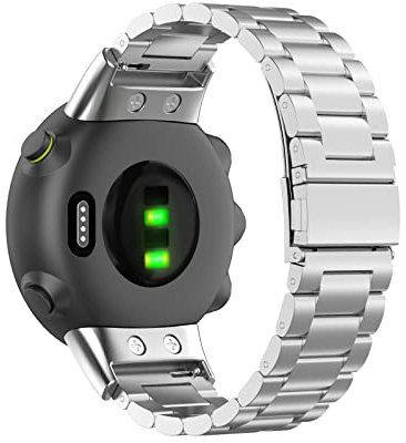 Armband Kompatibel mit Garmin Forerunner 45/Forerunner 45S/Swim 2 Armband Metall Ersatzarmband Wasserdicht Edelstahl Replacement Wrist Strap Zubehör Uhrenarmband für Garmin Forerunner 45 (Silber)