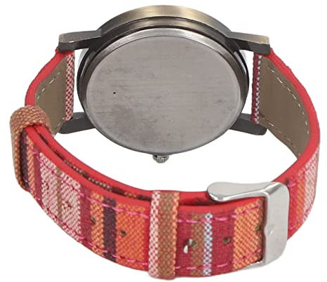 KAKAKE Bohemian Uhr, geringes Gewicht, angemessene Größe, genaue Zeitanzeige, Hippie, mehrfarbiges PU-Lederarmband, für Party, rot