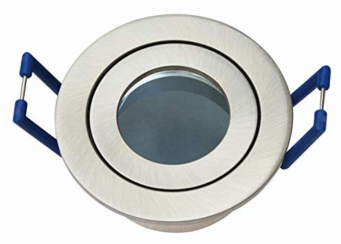 Lichtidee 5 x Kleiner Feuchtraum Einbaustrahler eisengebürstet 35mm rund für Led oder Halogen MR11 12 Volt G4