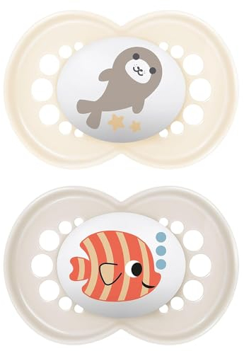 MAM Ciuccio originale | 6 – 16 mesi | Ciuccio per bambini | 94% accettazione | adatto all'allattamento | consigliato dalle ostetriche | delicato sui denti | silicone SkinSoft | foca/pesce | 2 pezzi