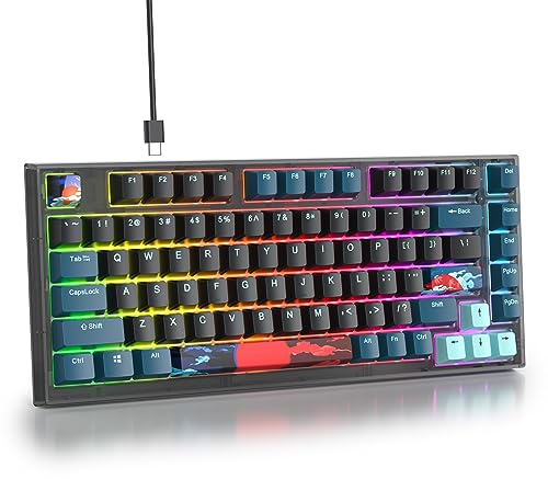 SOLIDEE Tastiera Meccanica Sostituibile a Caldo cablata al 75%,Gasket retroilluminazione RGB,TKL a 82 tasti,tastiera compatta NKRO per PC portatile Windows Gamer(82 Monstor(B))