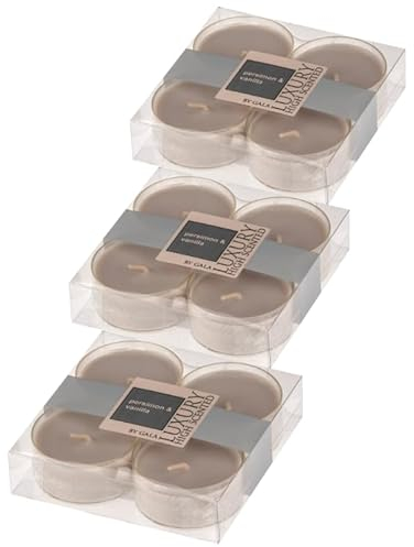 Gala Luxury Highly Scented Maxi Duft Teelichter 12er Persimon & Vanilla in PC-Klarsichthülle 12 Stück Maxi 60046