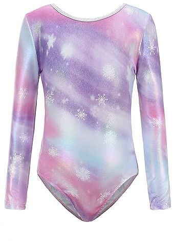 FINGER TEN Gymnastikanzug Mädchen Kurzarm Langarm Kinder Ballettanzug Gymnastik Training Gymnastikbody Trikotanzug Tanz Kleid (Regenbogen, Tag 8A (7-8 Jahre))