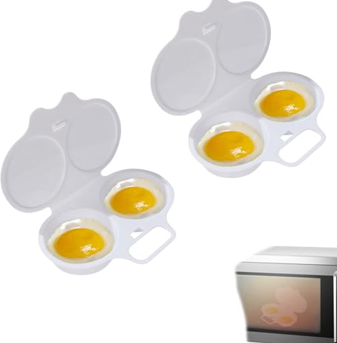 TAOLE Mikrowelle Ei Wilderer Eierkocher 2 Eier, Doppeltassen Eierkocher, Eier Pochierer Form Mit Deckel Für Öfen, Frühstück, Kochen, Küche
