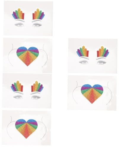 TOVINANNA 6pcs Pride Day Stickers Rainbow Face Stickers Body Festival Celebrations