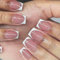 MrCuvaryas French Press On Nails Kurz Nagelsticker Französischer Nägel Zum Aufkleben, Elegantes Design Nail Art, Glossy Kunstnägel Selbstklebende Nail tips (White Glitter)