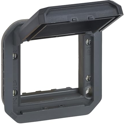 LEGRAND, Plexo New Abdeckung, Mosaic Adapter mit Klappdeckel, Farbe: Anthrazit, 069830L