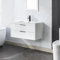 UEV Waschtisch mit Unterschrank, Waschbeckenunterschrank 90cm hängend, mit 2 Schubladen, Soft-Close-System, Waschplatz, Aufsatzwaschbecken, Badmöbel für Gäste WC, weiß