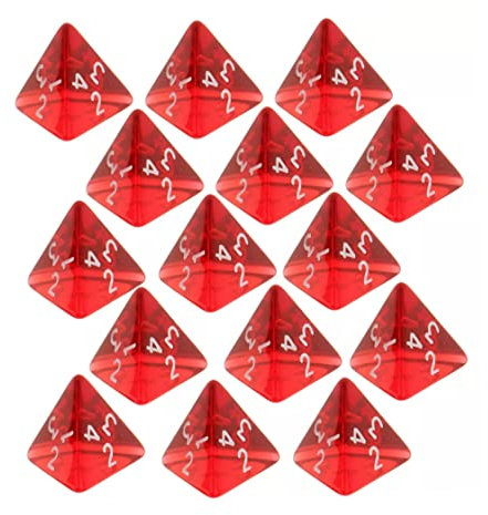 BEAHING 15 PCs Rot D4 Vierseitiger Würfel, 2 cm 4-Die-RPG für Würfelspieler Polyedrisch 4-seitig-Würfelwürfel