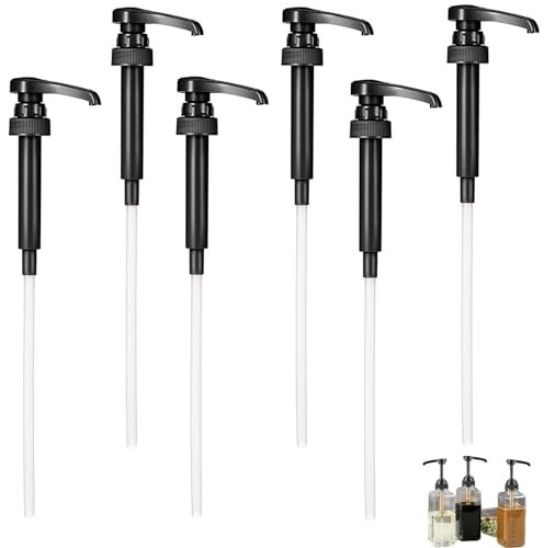 Distributeur de Sirop à Pompe,Pack de 6 Pompes Doseuses, Pompes Distributrices, pour Sauce D'huîtres, Huiles de Cuisson, Lotion, Savons Liquides, Shampoing - Noir