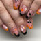 Halloween Press On Nails, 24PC Almond Short Glossy Cute Orange Pumpkin Black Cat Stick On Fake Nails for Women Girls Nail Art Party