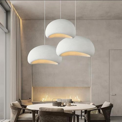 Wabi-sabi Pendelleuchte E27 Modern Pendellampe Esstisch Hängeleuchte Lampenschirm Aus Steinimitat Kreativ Vogelnest Kronleuchter Für Schlafzimmer Wohnzimmer Esszimmer Küche Insel Flur Weiß 3-flammig,B