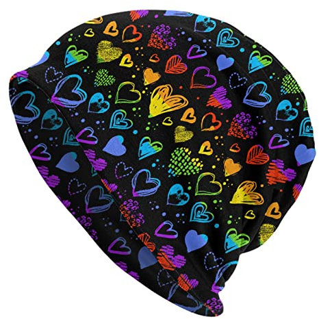 FJQWKLF LGBT Pride Rainbow Beanie Chemo Mütze Krebs Kopfbedeckung Strickmütze Baggy Slouchy Schal Mütze für Erwachsene