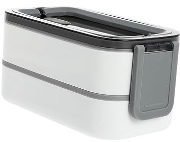 COLLBATH Cómoda Caja de Comida de Diseño de Doble Capa de Acero Inoxidable Y Material Pp para Adultos Y Niños