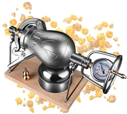 APMOE Chinesische Popcorn-Kanone, Popcorn Mais 304 Edelstahl-Popcorn-Maschine Mit Manometer Puffreis Maschine Mini-Popcornmaschine Für Familientreffen (328ml)