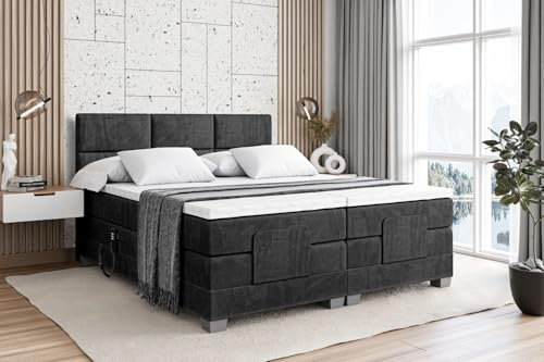 ALTDECOR Boxbett mit H3 H4 Matratze PROT EL - 180x200 - Schwarz