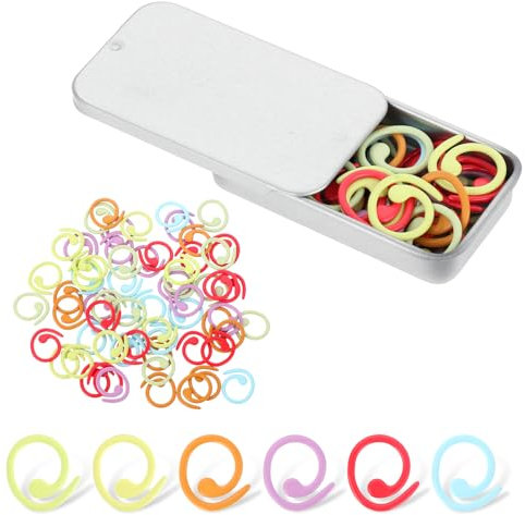 Maschenmarkierer aus Metall 60 Stück Spiral-Strickmarkierer-Ringe, Häkel-Maschenringe Maschen-Häkel-Verriegelungsmarkierer mit Aufbewahrungsbox für DIY-Bastelprojekte, Stricken und Häkeln