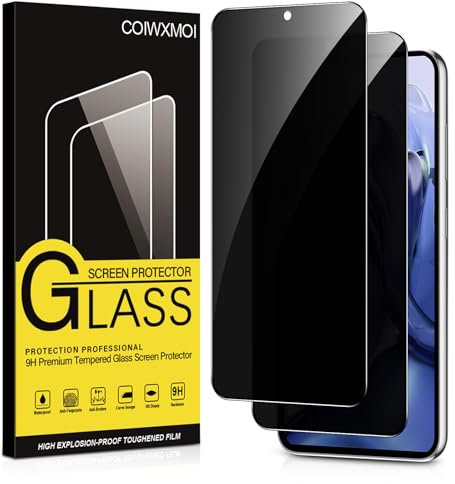 Coiwxmoi Sichtschutz für Xiaomi 11T/Xiaomi 11T Pro 5G Anti-Spähen Panzer Schutz Glas Privatsphäre Schutzfolie 9H Härte Kratzfest Bläschenfrei Anti Spy Gehärtetes Panzerfolie Blickschutzfolie,2 Stück