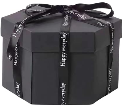 Schwarze Explosionsbox – Schwarze Überraschungsbox, explodierende Geburtstagsbox | Mehrschichtige Überraschungs-Geschenkbox mit versteckten Fächern, kreative Explosionsbox für Geburtstag, Jahrestag