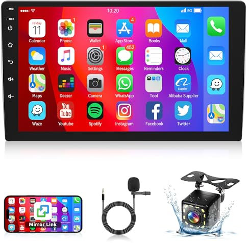 Rimoody Android 13 Autoradio 2 Din mit GPS Navi WiFi IOS/Android Mirror Link 9 Zoll IPS Touchscreen Autoradio mit Bluetooth FM Radio USB/DSP EQ Lenkradsteuerung Rückfahrkamera Mikrofon