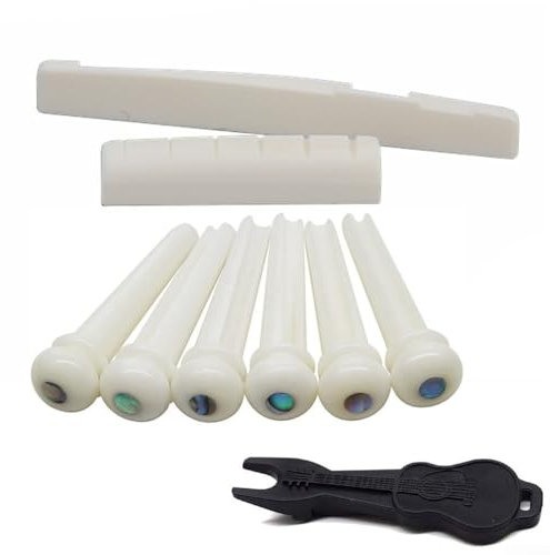 High Performance Akustikgitarre Zubehör Set 6 Knochen Bridge Pins mit Sattel und Sattel für optimalen Klang