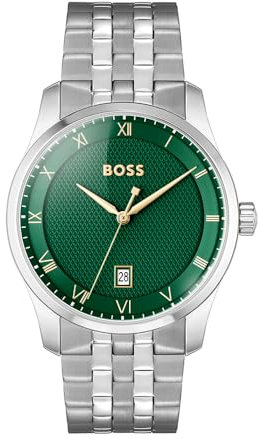 BOSS Uhr mit DREI-Zeiger-Quarzwerk für Herren Kollektion Principle mit Silbernes Edelstahlarmband - 1514124