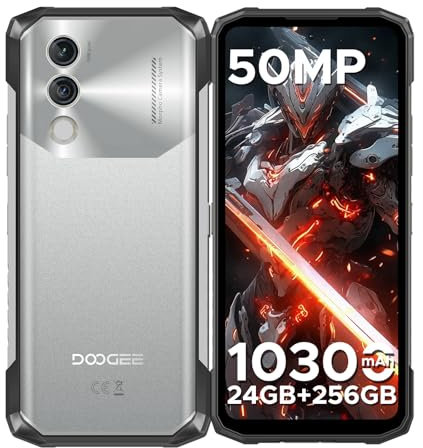 DOOGEE Blade 10 Power Rugged Smartphone, (2025) 24GB+256GB/2TB, 10300mAh Rugged Phone Android 14, 50MP, 6.6 HD+, 3 Cards Slots, 4G Dual SIM Unlocked Mobile Phones, Fingerprint/Face ID/NFC/GPS,Sliver