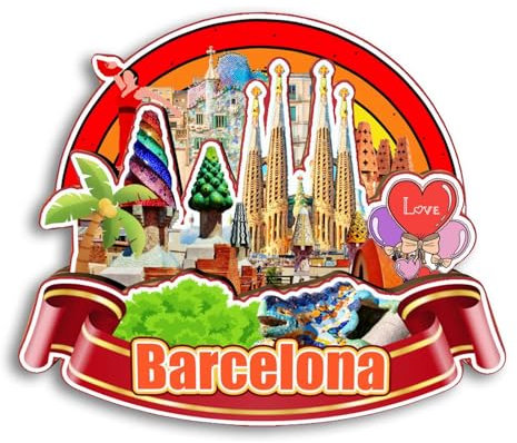 Quwsne Imán para nevera Barcelona, España, imán para nevera, recuerdos de viaje de ciudad, regalos turísticos, monumentos clásicos 3D, hechos a mano, decoración del hogar -3530