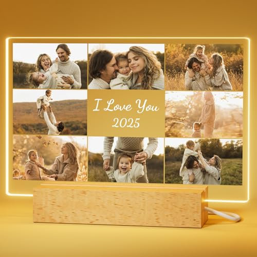Bemaystar Personalisierte Geschenke mit Fotos - Personalisierte Bilderrahmen mit Fotos und Text, Foto Geschenke für Frauen/Männer, Jugendweihe Geschenke Personalisierte Geschenke Muttertag - 8 Fotos