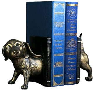 Serre-livres décoratifs amusants et mignons en forme de chien vintage – Serre-livres en résine robuste pour étagère, serre-livres unique vintage