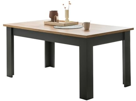 Furn.Design Esstisch in grau und Wotan Eiche, Landhaus Küchentisch 160 x 90 cm, Ribera