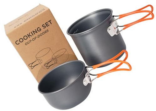 Milisten Set De Casseroles Aluminium avec Poignée Antidérapante pour Camping Et Randonnées Batterie De Cuisine Légère Multifonction pour Extérieur