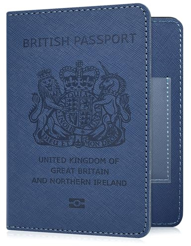 YAVIV Passport Holder for Women&Men,Travel Wallet RFID Blocking-Blue | RFID Passport Cover in Premium Faux Leather for UK Passport, Cards & Boarding Passes, ideal for Travel & Gifts.