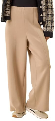 Roman Petite Front Seam Stretch Trouser for Women UK - Ladies Everyday Autumn Winter Comfy Soft Evening Vacation Work Party Night Out - Petite Stone - Size 16